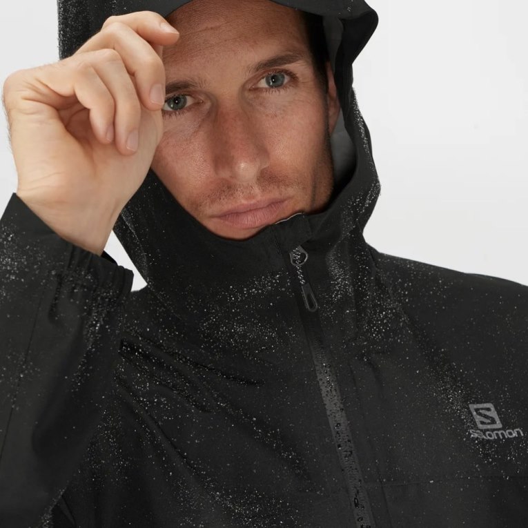 Salomon Outline GTX 2.5 Layers Waterproof Men's Shell Jackets Black | CA 16X5